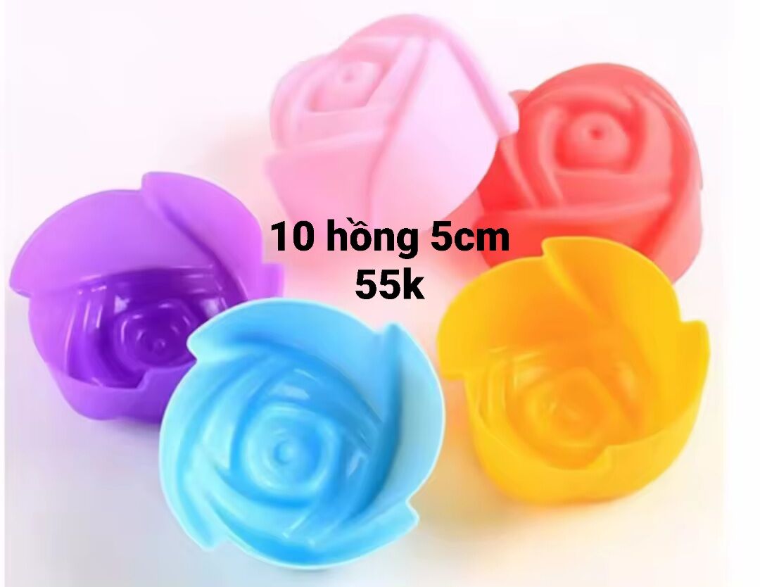 Bộ 10 khuôn silicon hoa hồng 7cm