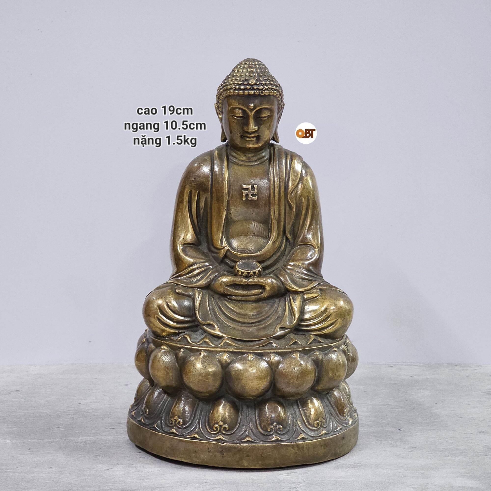 Tượng Phật Tổ A Di Đà ngồi bằng đồng phong thủy