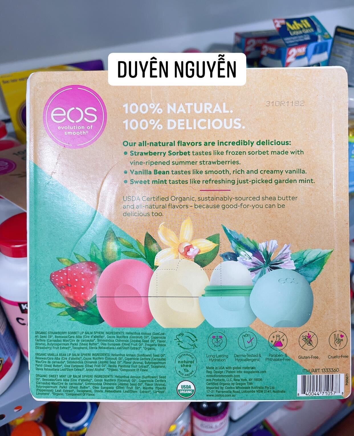 Son dưỡng môi EOS ( qủa trứng ) Natural Organic của mỹ