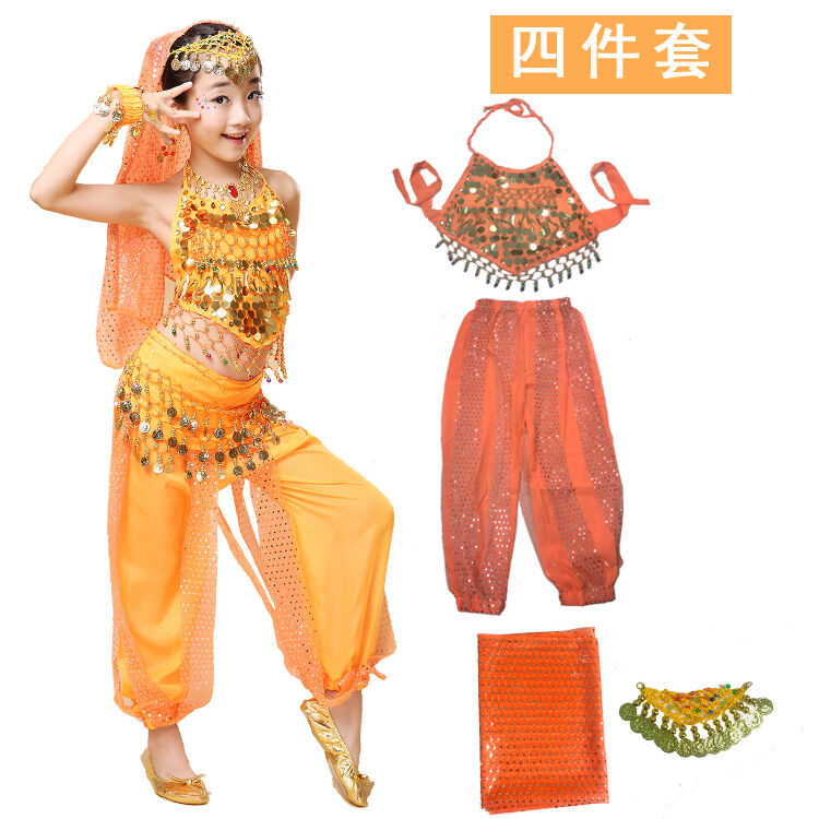 Trang phục múa ấn độ trang phục biểu diễn trẻ em nữ bộ múa bụng mẫu mới trang phục múa dân tộc múa tân cương trẻ em mẫu giáo
