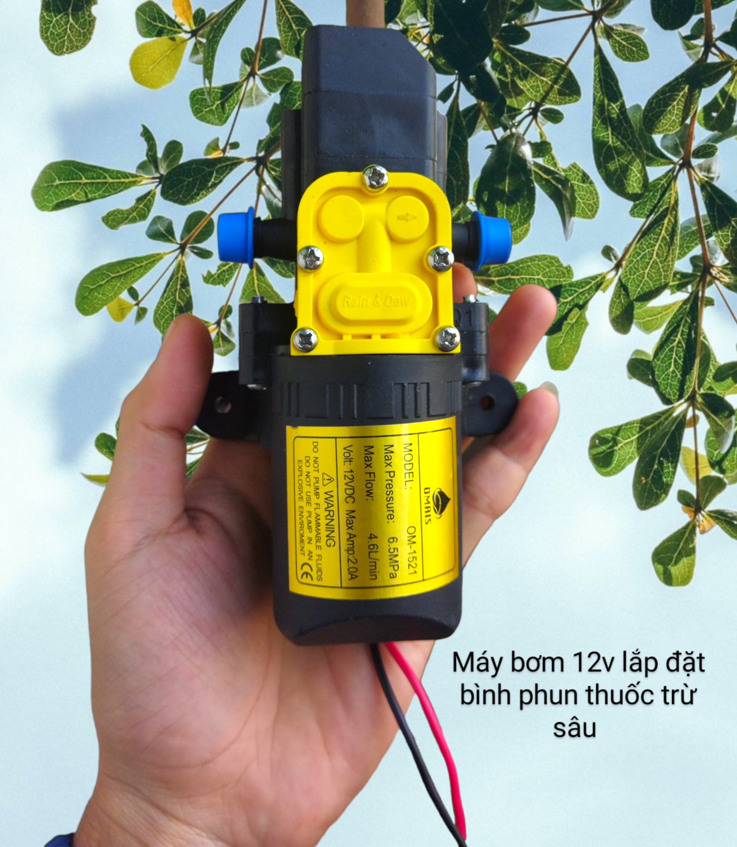 Máy bơm lắp bình phun thuốc trừ sâu mini 12v .