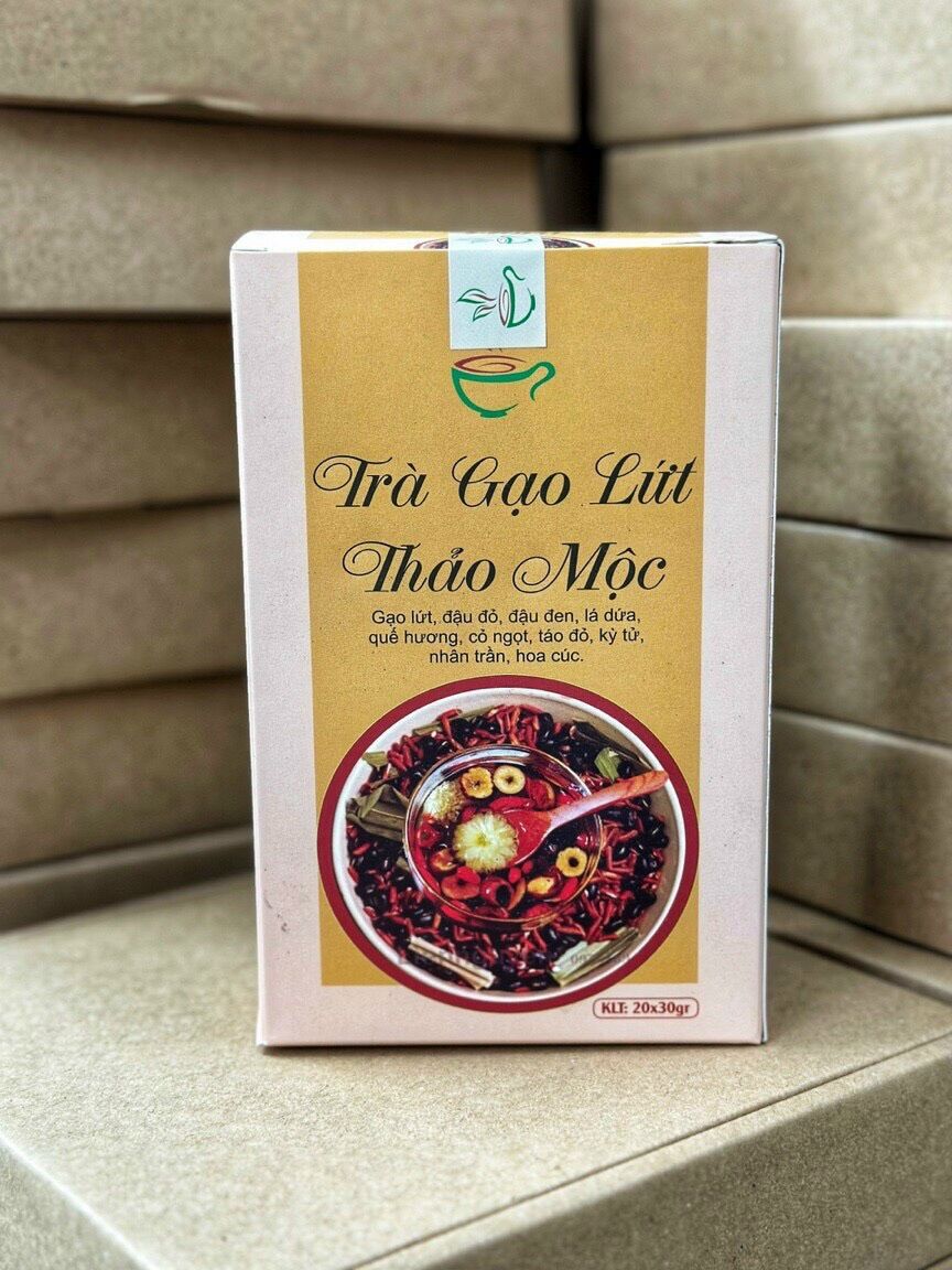 Trà gạo lứt thảo mộc hộp 500gr - Thanh lọc , giữ dáng