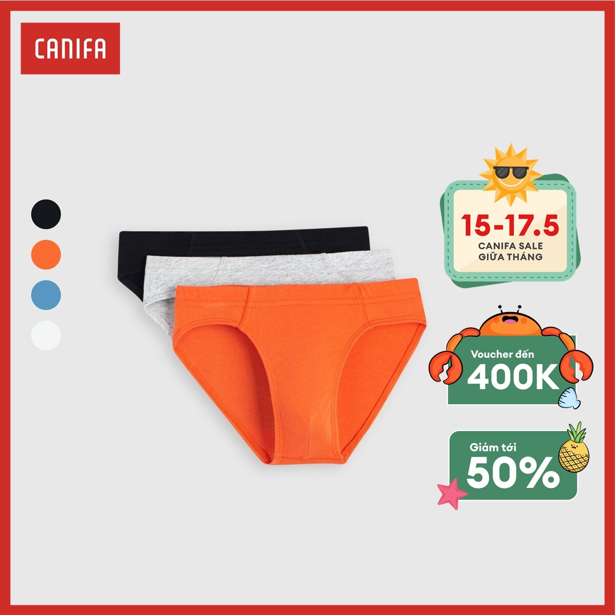 Pack 3 quần sịp tam giác bé trai canifa quần sịp cho bé trai rộng rãi thoải mái. 2us22a004