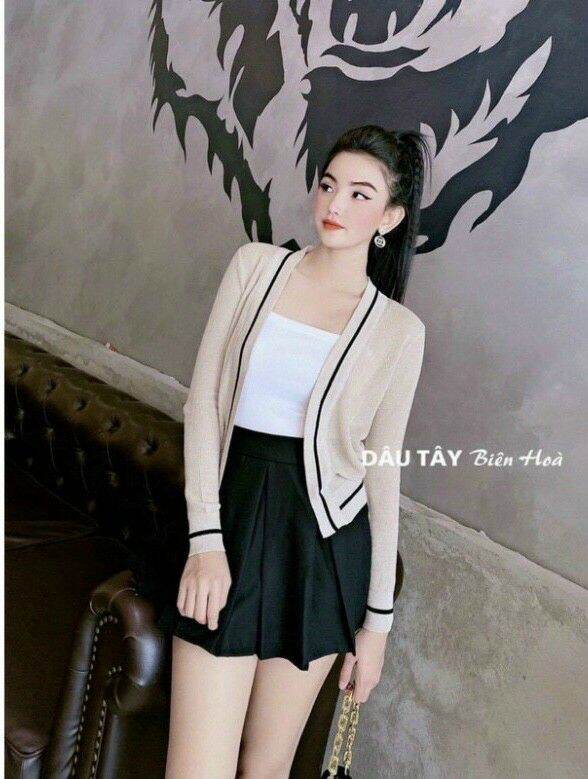 Áo khoác len nhẹ chạy viền cao cấp