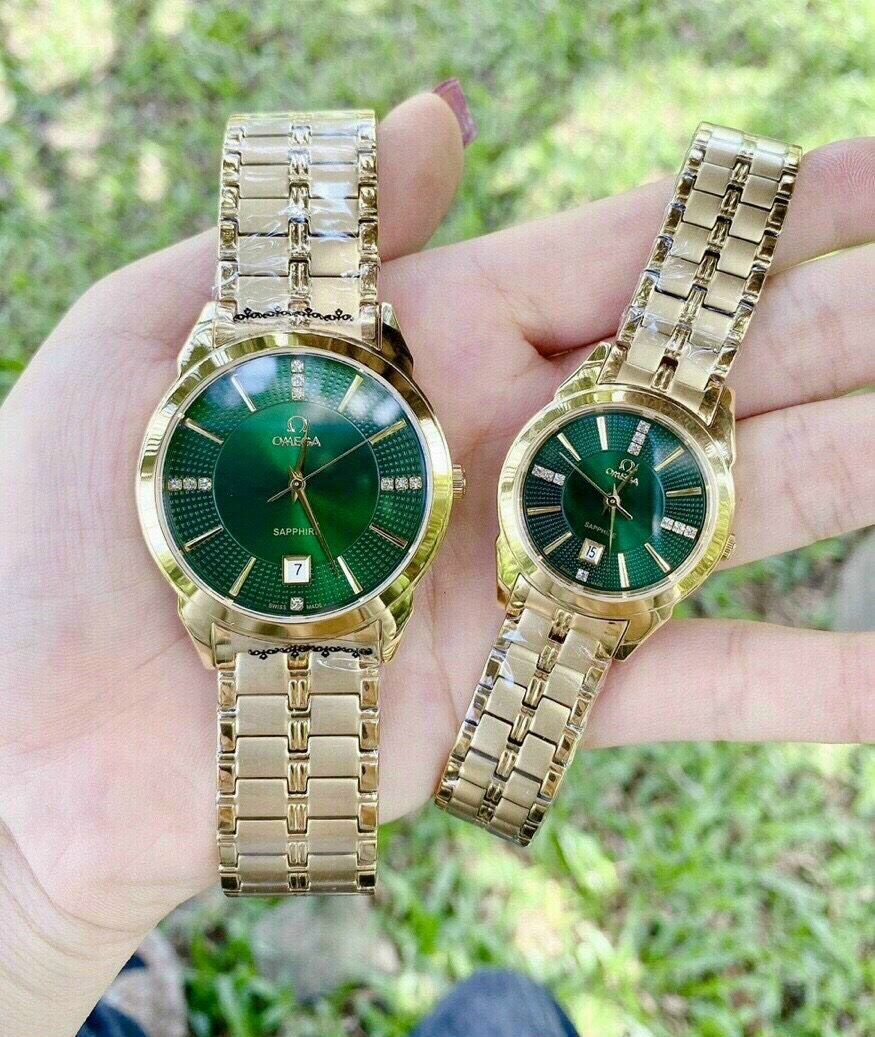 đồng hồ cặp nam nữ OMEGA siêu mỏng. dây inox đúc đặc xịn chống nước tuyệt đối chống bay màu. kính sapphire chạy pin rin chính hãng nhật