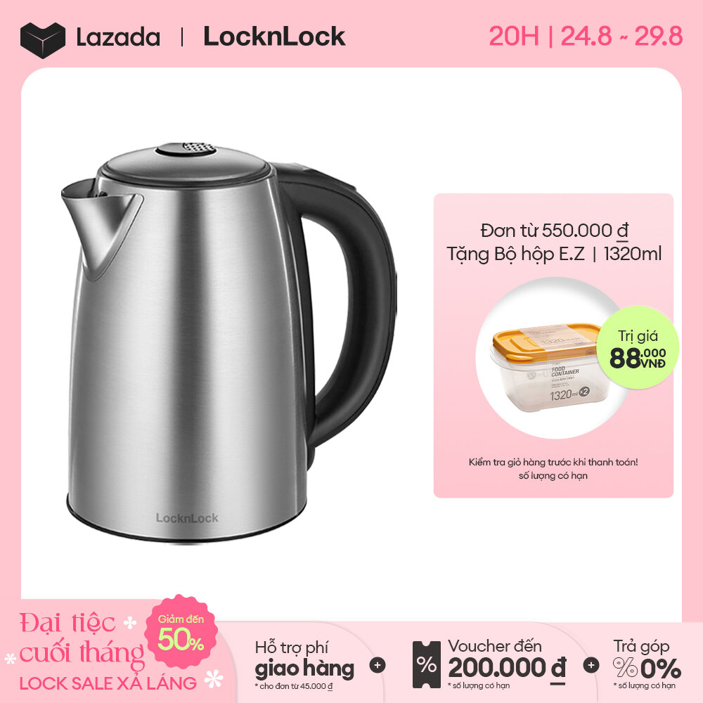 Ejk136slv - bình đun siêu tốc giữ nhiệt lock&lock 1.7l - 4 mức chỉnh nhiệt, thép không gỉ - hàng chính hãng bảo hành 2 năm