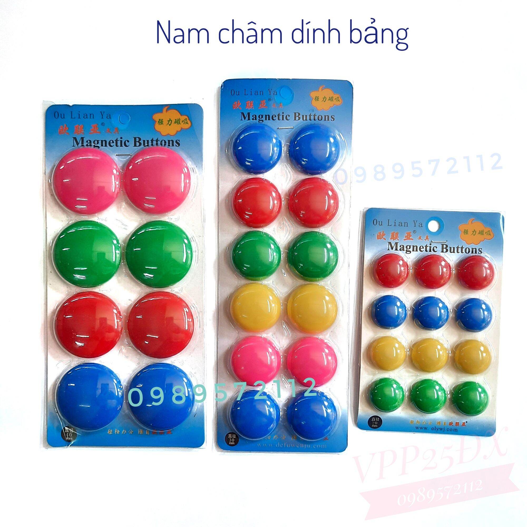 Nam châm bảng từ các cỡ (1 vỉ).