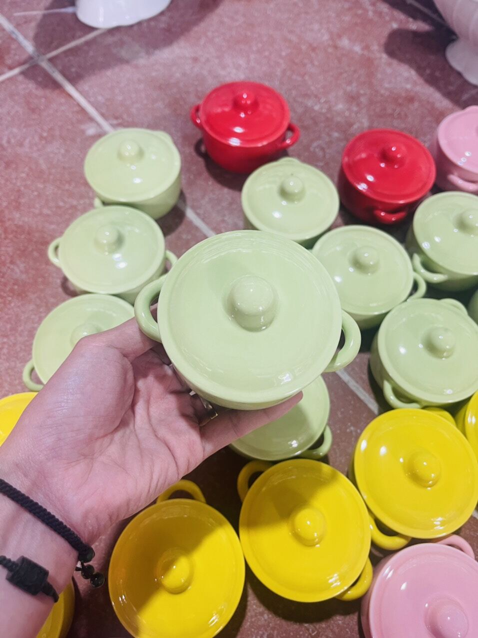 Cốc làm sữ chua,caramen có nắp đậy.Hàng gốm sứ Bát Tràng.