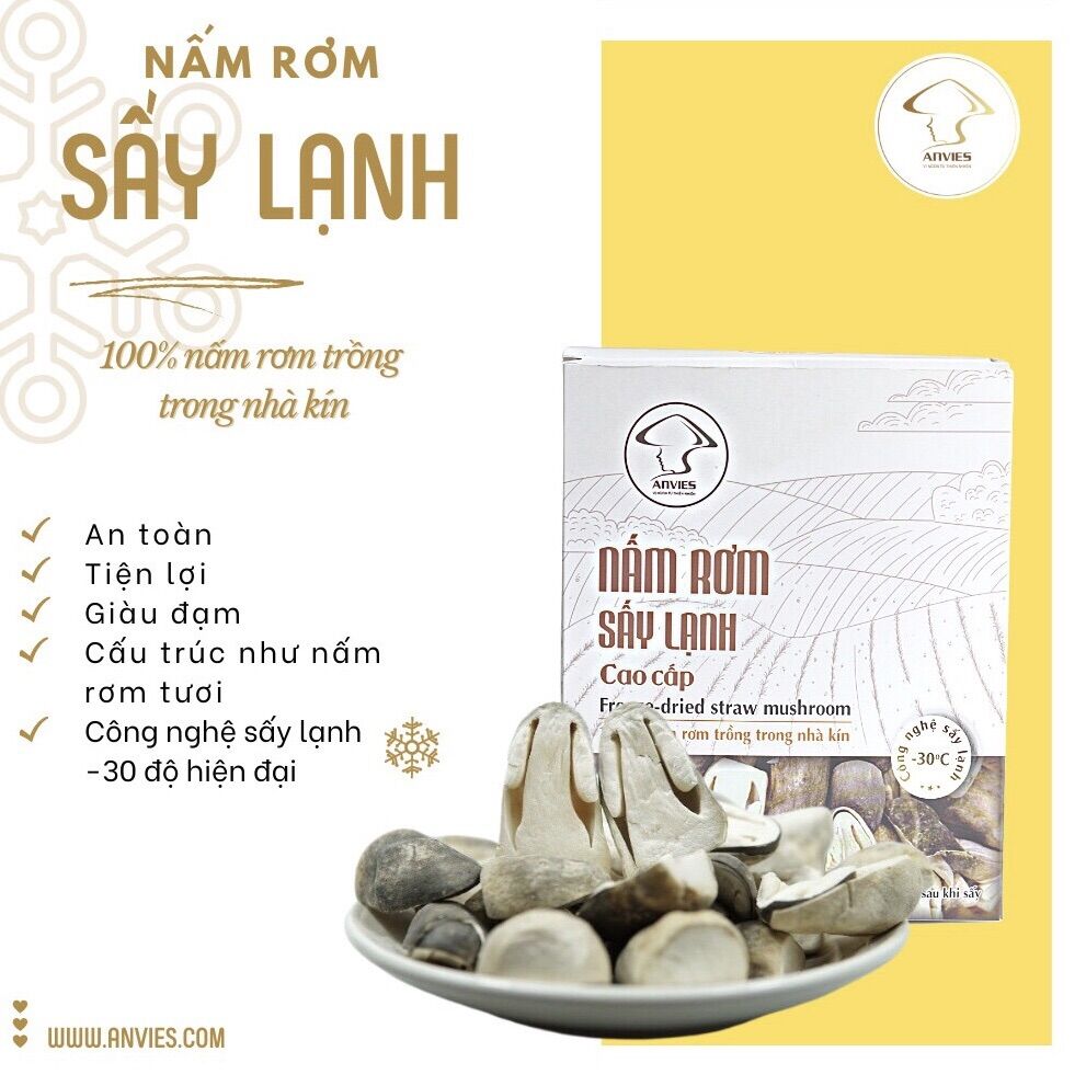 Nấm rơm sấy lạnh cao cấp anvies