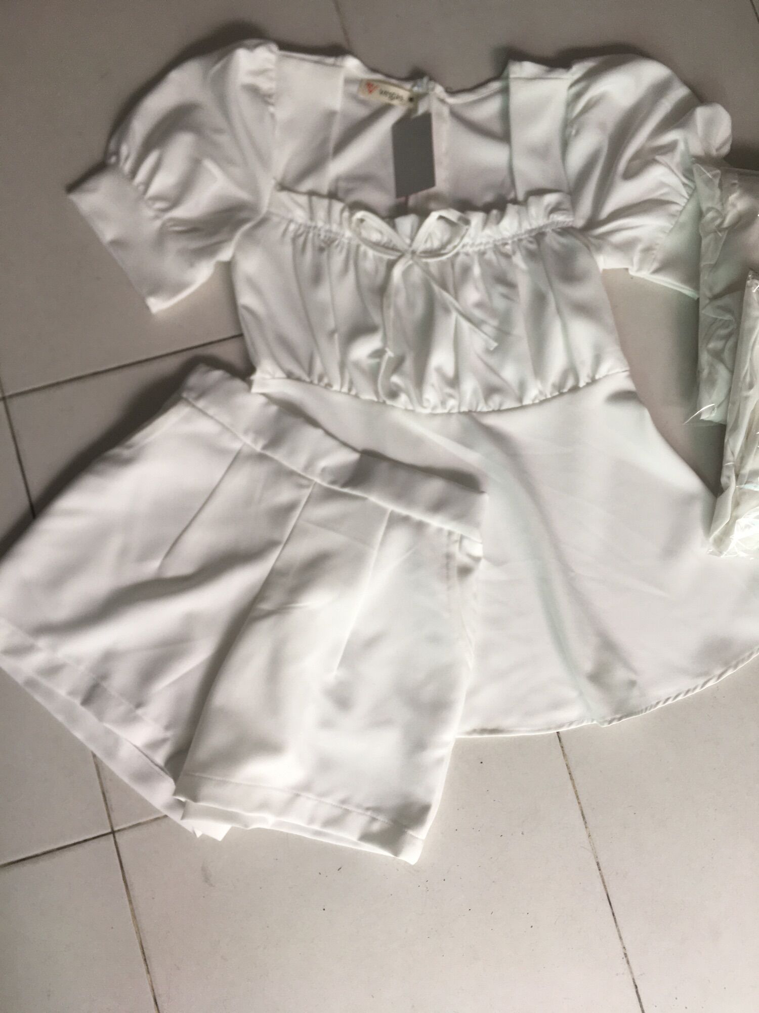 sét bộ cổ vuông tay bồng phía sao lưng thun( ảnh thật )