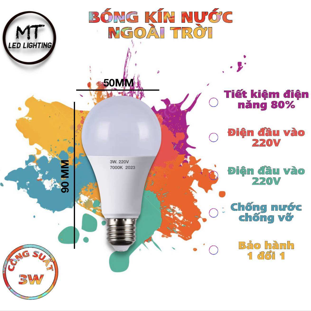 Bóng đèn LED BULB kín nước 3w 5w 7w 9w 12w
