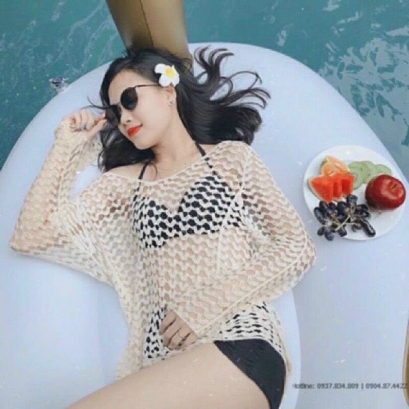 Áo lưới đi biển họa tiết xinh yêu sành điệu