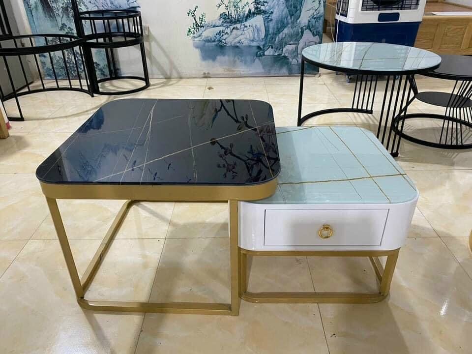 Bàn trà ,bàn sofa mặt đá hộc gỗ , chân sắt sơn tĩnh điện.