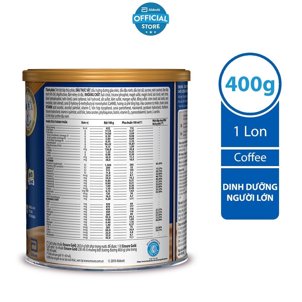 Sữa Bột Ensure Gold Cafe 400g