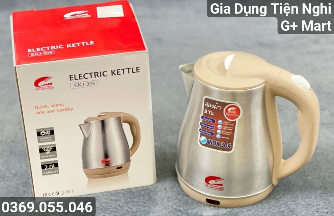 Ấm siêu tốc cao cấp jiplai ekj-306 2,0l 1500w bảo hành 12 tháng - giadungtiennghigmart