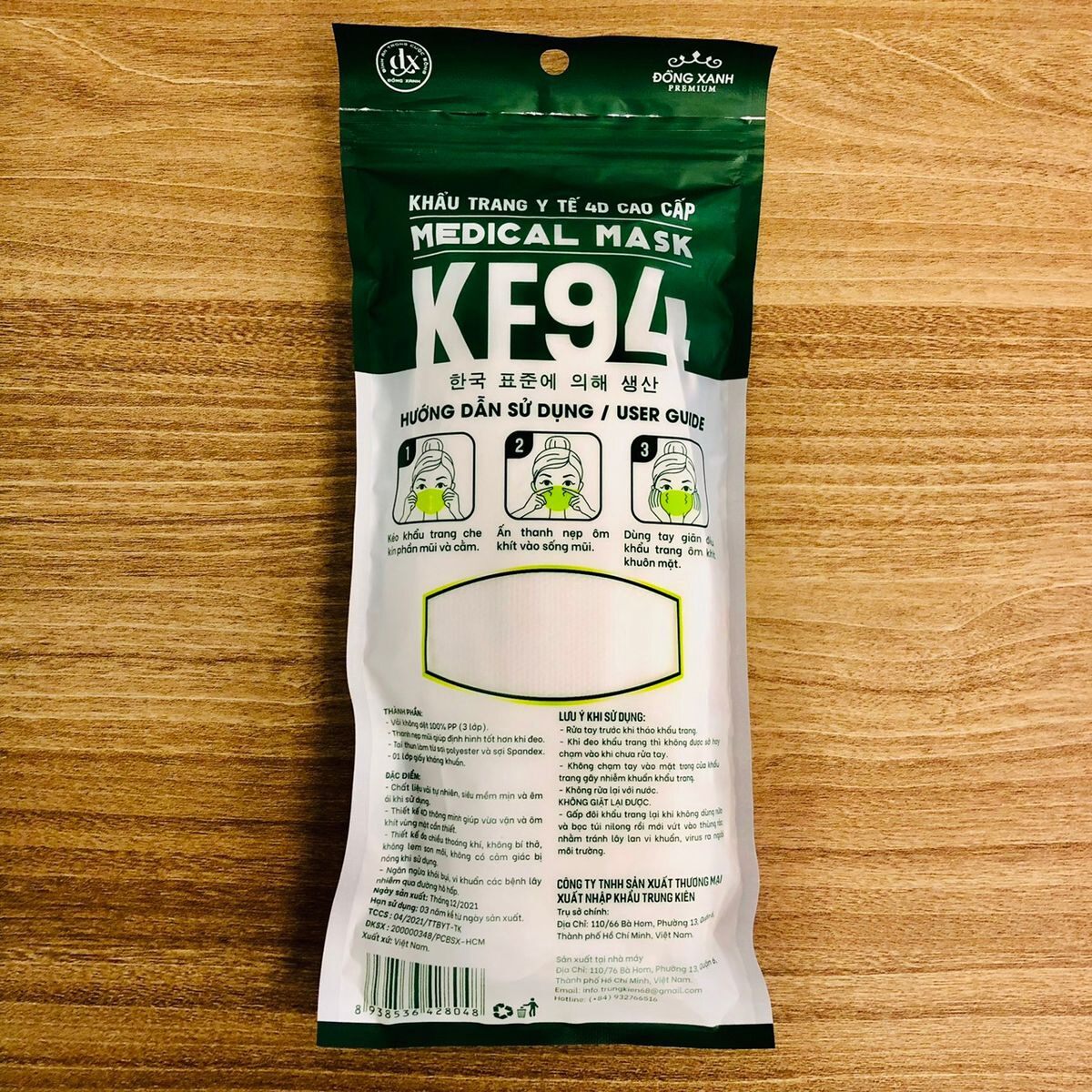khẩu trang KF94 ĐỒNG XANH premium