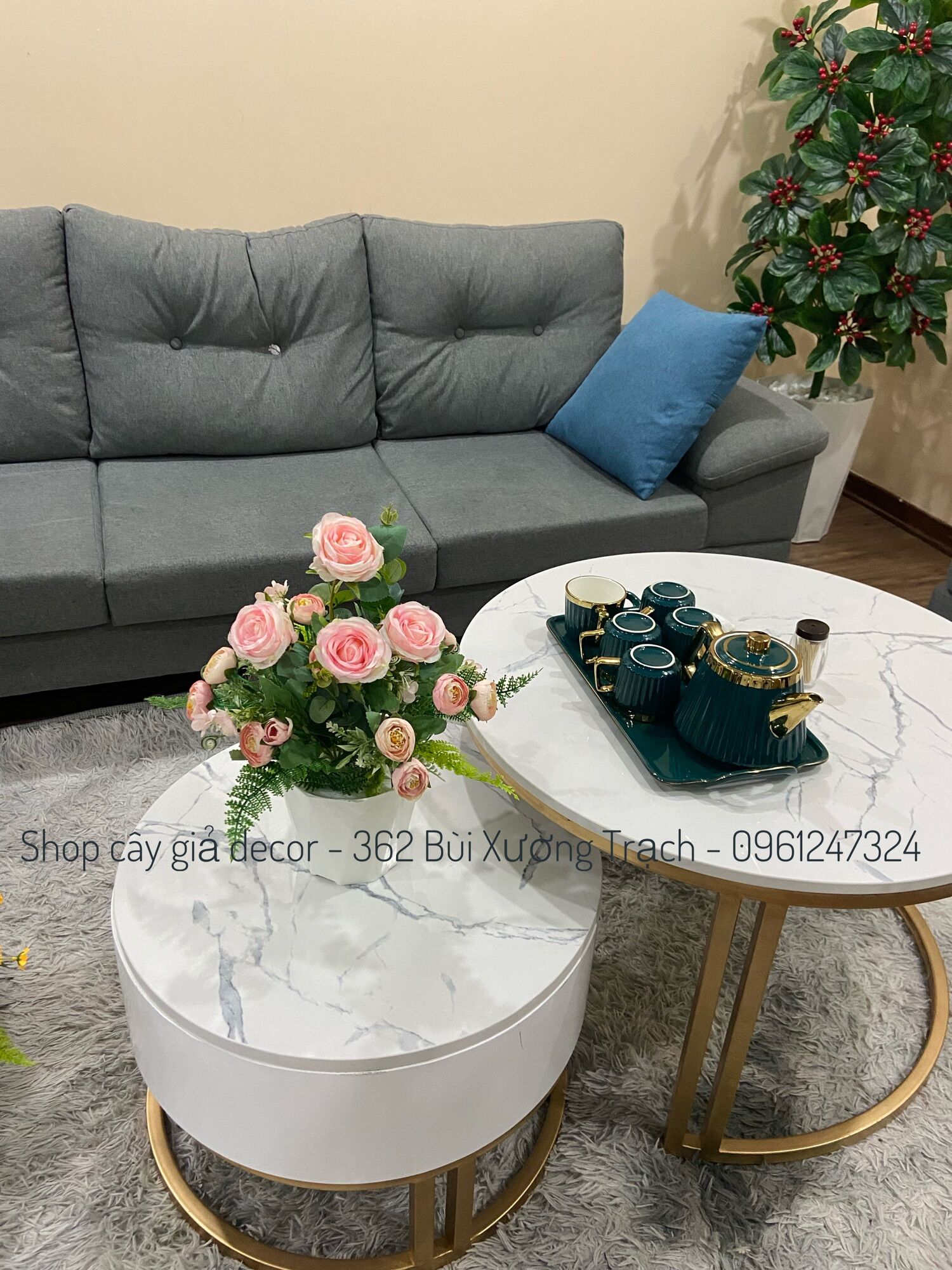 chậu hoa hồng giả - combo đầy đủ y hình