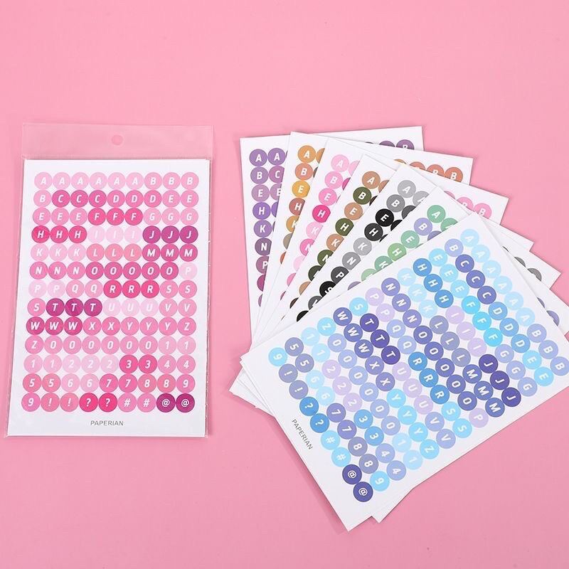 Sticker chữ và số để trang trí sổ sách