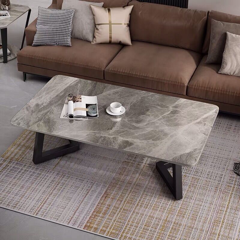 Bàn trà mặt đá ceramic chân sắt sơn tĩnh điện
