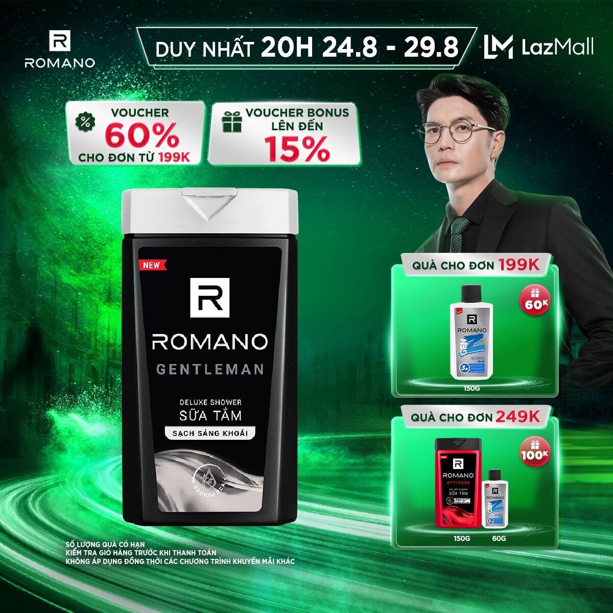 Sữa tắm hương nước hoa Romano Gentleman 180g