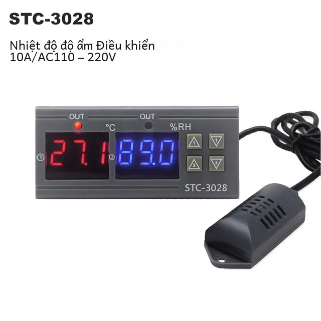 Kỹ thuật số nhiệt hygrostat nhiệt độ độ ẩm điều khiển stc 3028 ac 110v 220v dc 12v ẩm kế lồng ấp điều khiển