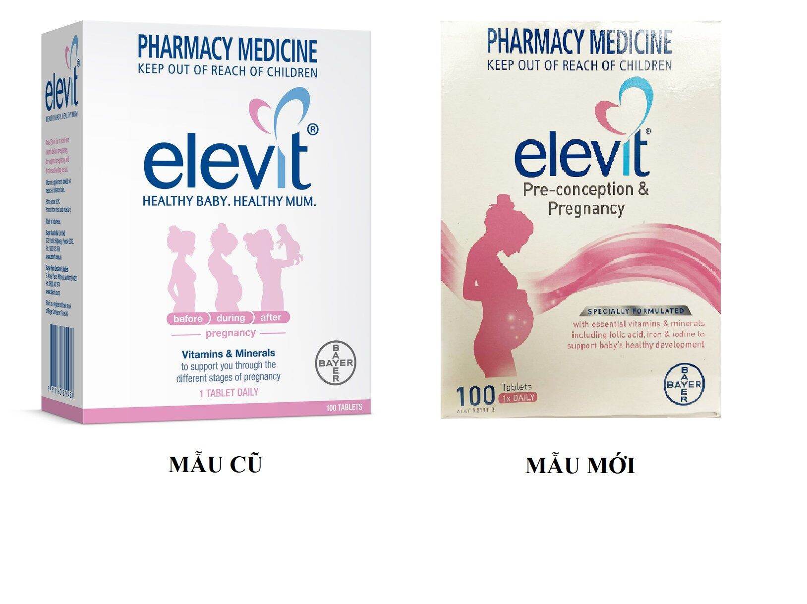 Mẫu Mới Elevit bầu Úc 100 viên