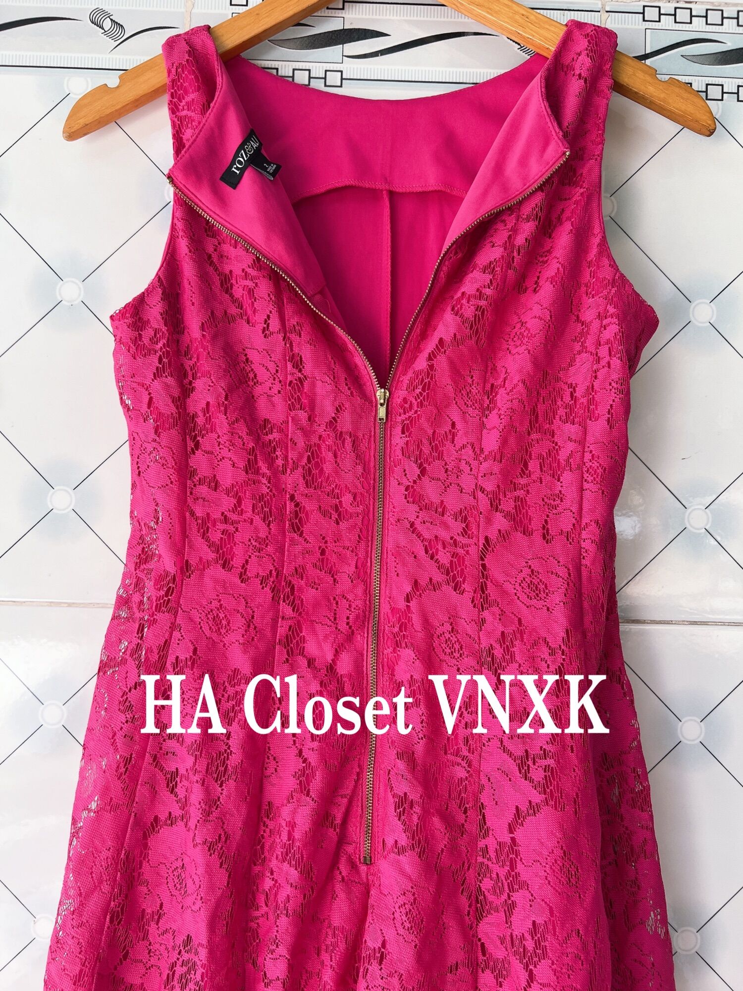 Đầm Hồng Ren Hàng Dư Xịn
