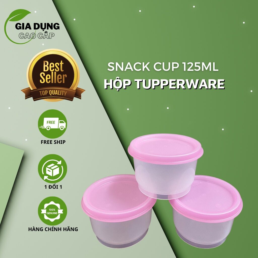 Hộp snack cup 125ml tupperware, hộp bảo quản thực phẩm, kín nước, hộp nhựa nguyên sinh an toàn