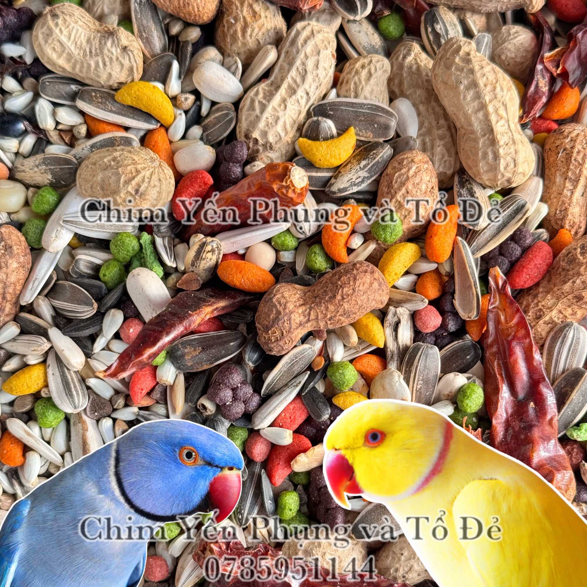 1kg thức ăn hỗn hợp cho Vẹt: Ngực hồng, Xích, SunConure, Monk. [SG-giao hoả tốc 2h]