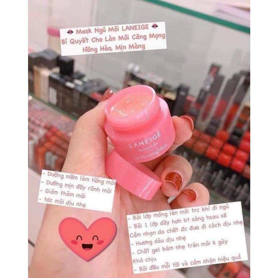 Dưỡng môi Ủ môi laneige size mini 3ml [Hồng hào 100%-Hàng Auth]