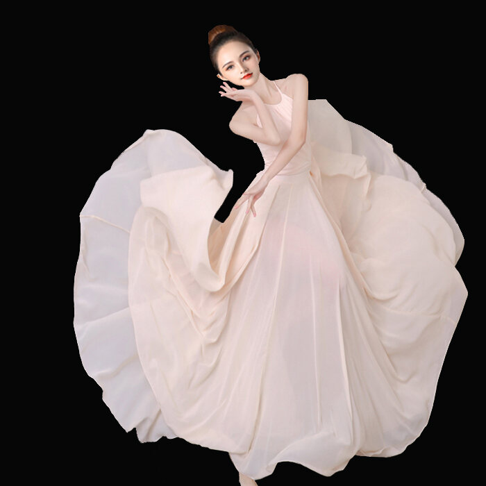 Váy Xòe Rộng Khiêu Vũ Cổ Điển Váy Luyện Tập Dân Tộc Váy Luyện Công Nhảy Duy Tộc Trang Phục Biểu Diễn Hiện Đại Nữ Phóng Khoáng Phong Cách Trung Quốc Đèn Lửa