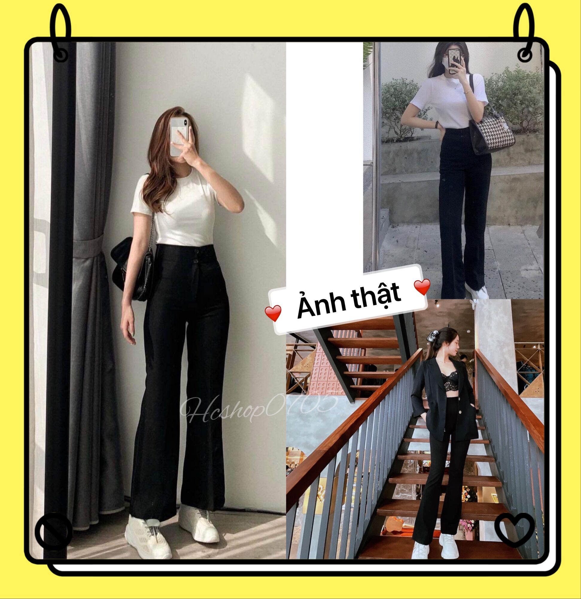 💓 Ảnh thật 💓 Quần nữ ống loe, Quần jean nữ kiểu ống vẩy cạp cap hai cúc phong cách uzzlang