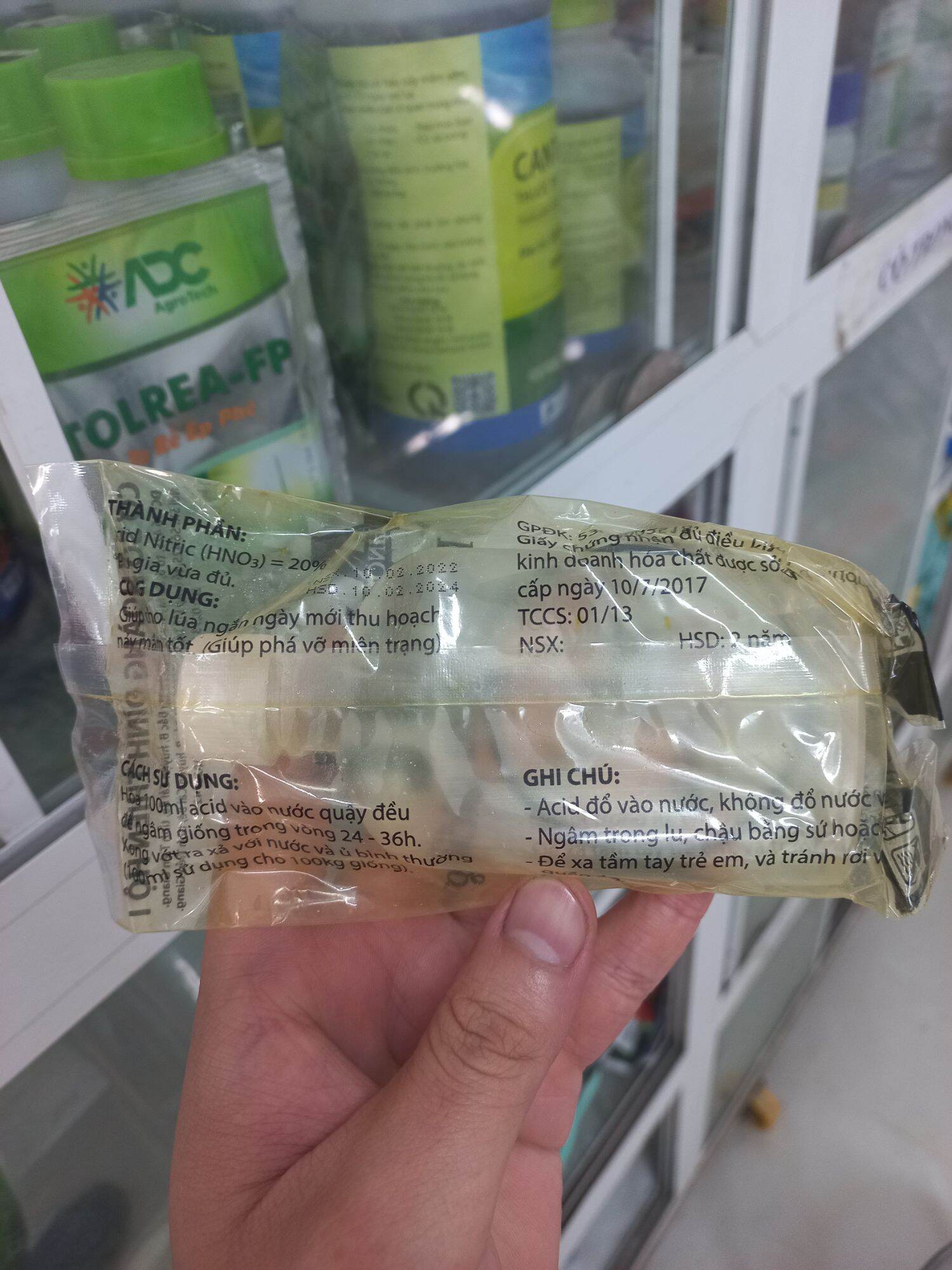 Axit chai dẹp ngâm lúa giống 100ml