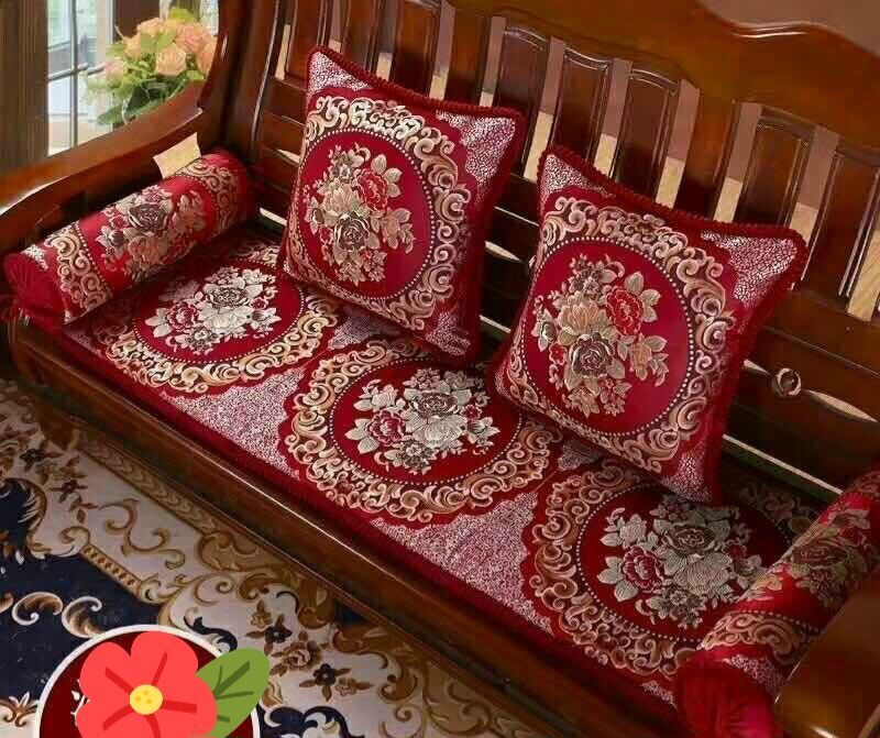 Đệm ghế hoàng gia bóng đỏ, đệm ngồi sofa gỗ thật mùa thu đông đệm ngồi chống trượt