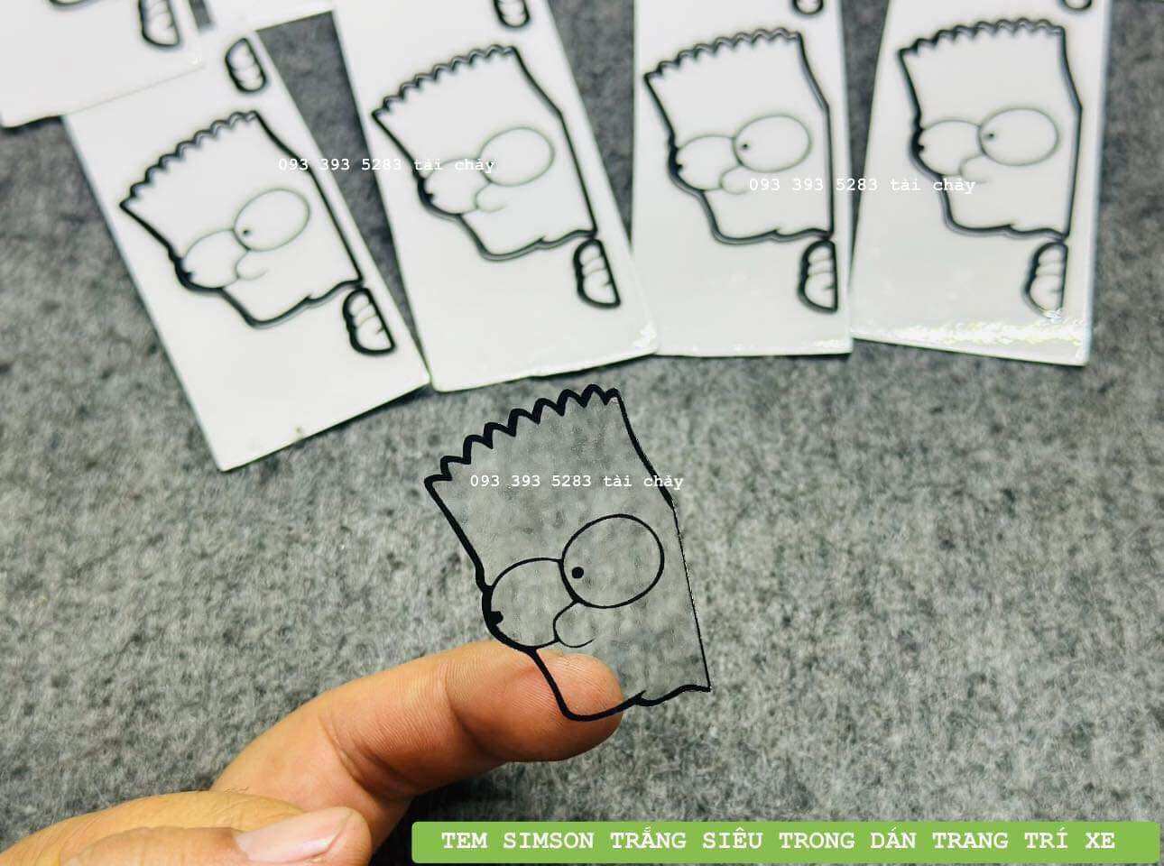 Tem simson trắng siêu trong suốt dán trang trí xe