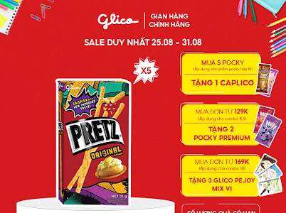 Combo 5 hộp bánh que nướng giòn vị khoai tây glico pretz original flavour 31g