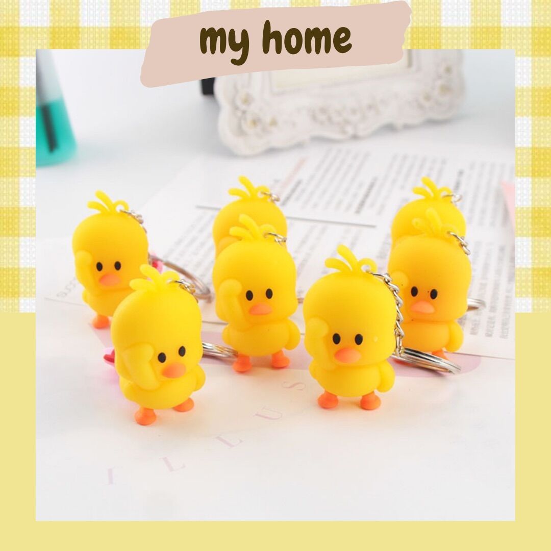 Móc khoá silicon mini hình con vịt vàng đứng dễ thương treo balo, cặp sách, ốp điện thoại