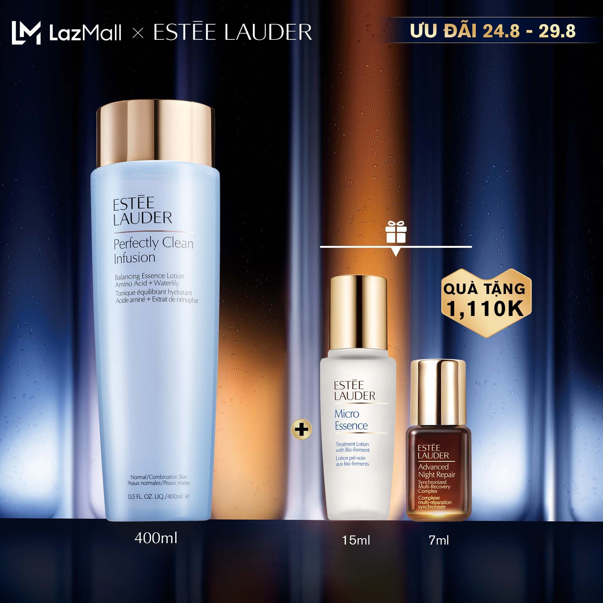 Nước cân bằng cấp ẩm Estee Lauder Perfectly Clean Infusion Balancing Essence Lotion with Amino Acid + Waterlily - Essence Lotion 400ml