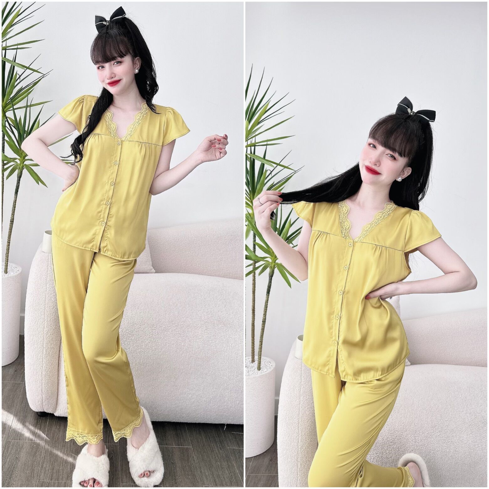 (50-90kg) Đồ bộ Lụa Latin Ren Bigsize Cao Cấp - Chuẩn form, chất đẹp
