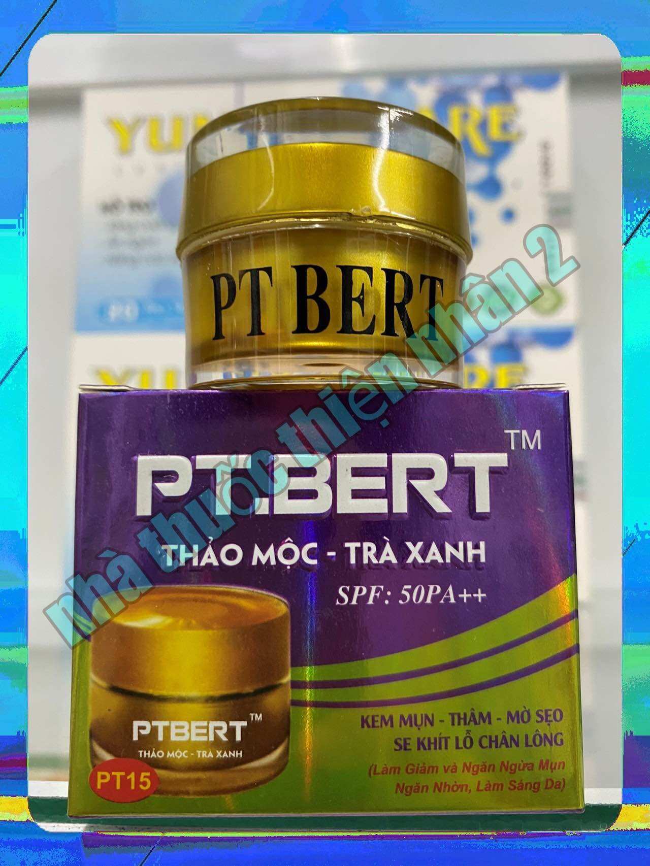 kem mụn, thâm mờ sẹo, pt bert thảo mộc trà xanh ( hộp 10g, 15g, 20g, 25g )