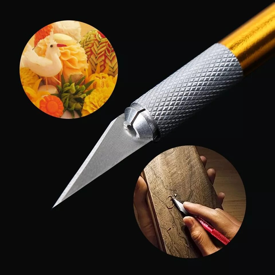 Bộ cắt mỹ thuật, dao khắc trổ bút chì gỗ nghệ thuật 5 lưỡi tiện lợi