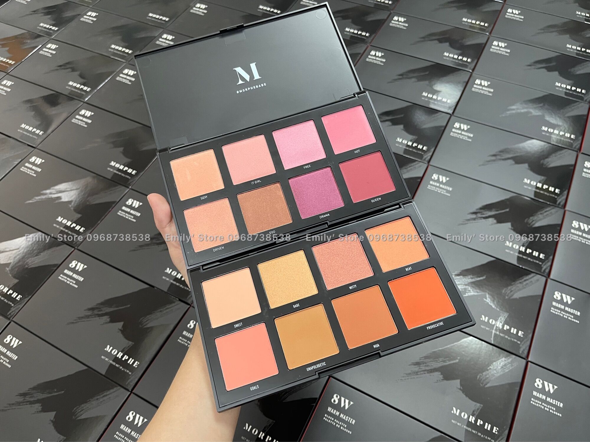 [HCM]Bảng phấn m&aacute v&agrave highlighter Morphe 8W 8C