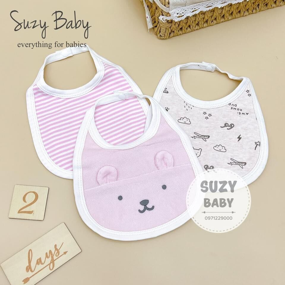 Set 3 yếm tròn bấm dây momcare cho bé