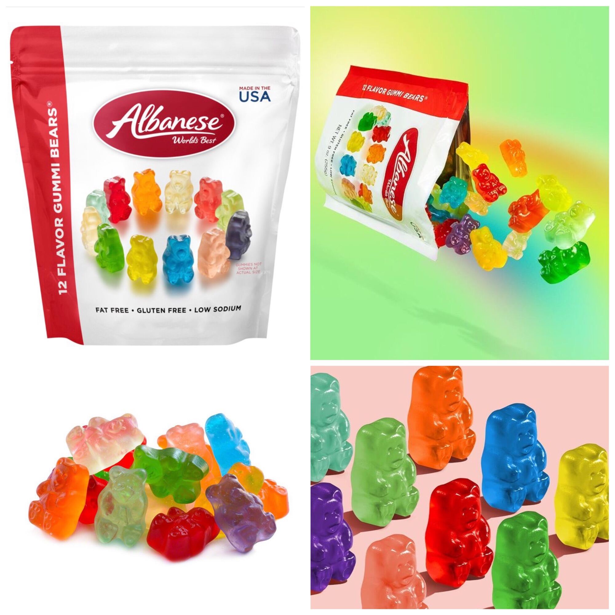 (U.S.A)KẸO DẺO TRÁI CÂY ALBANESE GUMMI BEARS/WORMS 765g