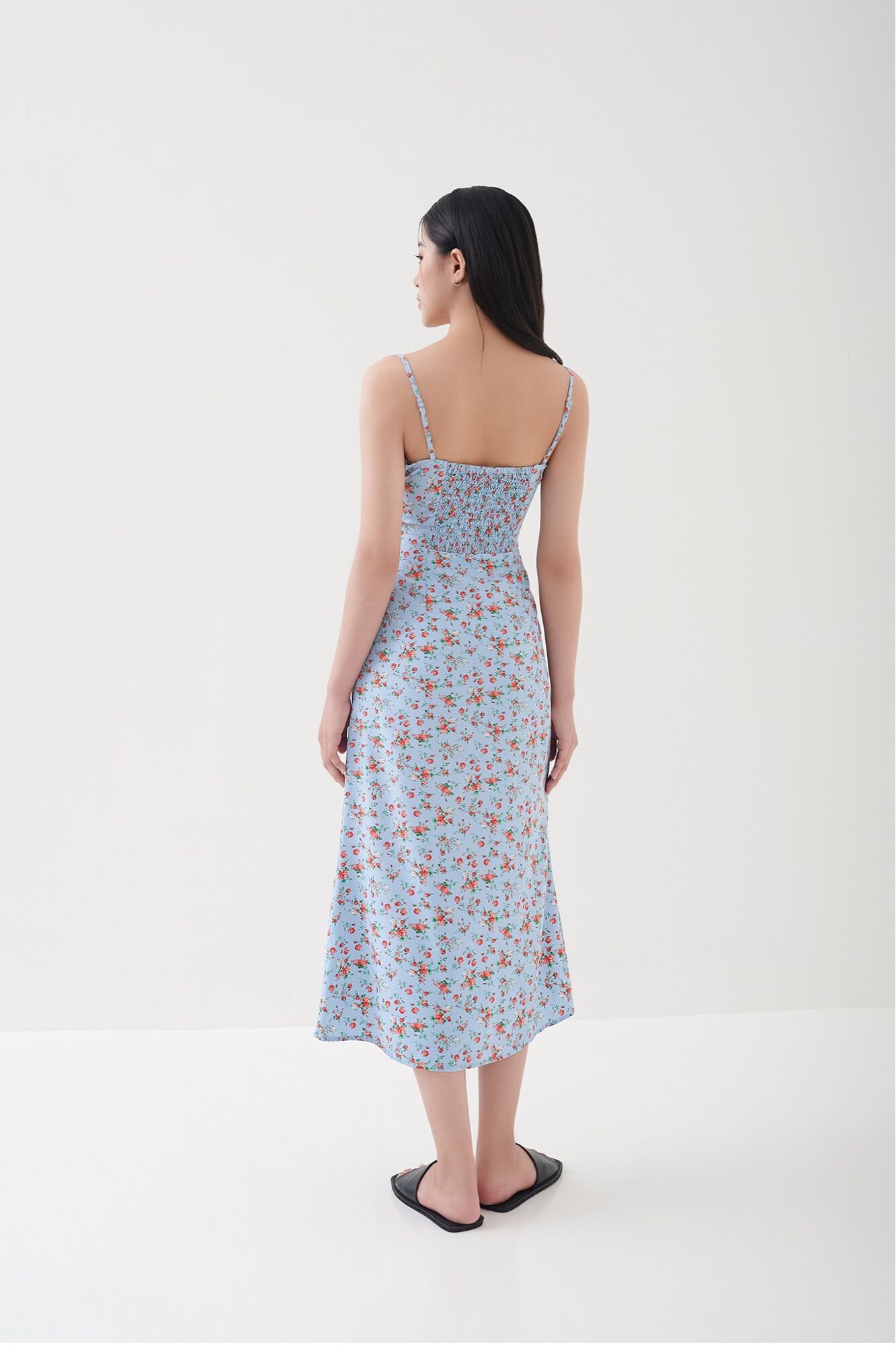AMEGON Đầm lụa hoa nhí rút ngực FLEUR DRESS