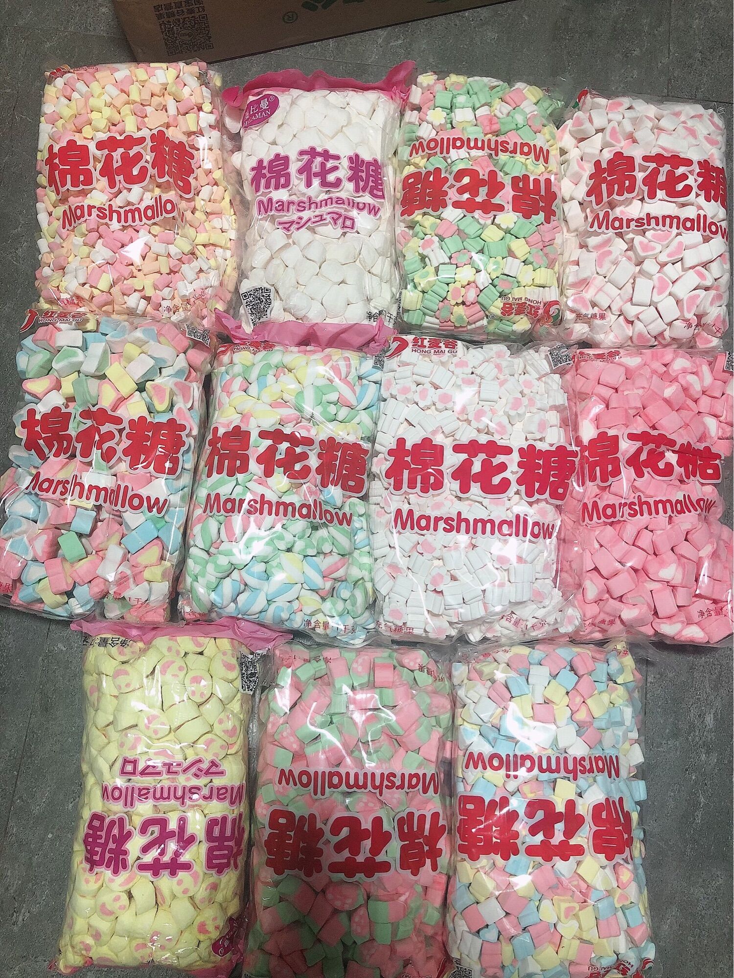 Kẹo bông gòn marshmallow 1000kg