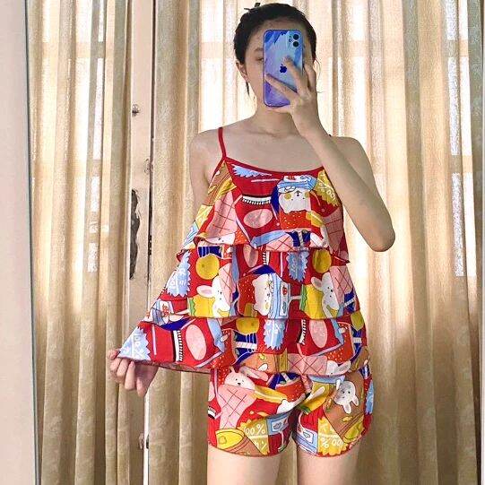 Đồ bộ nữ mặc nhà phi lụa đẹp dễ thương - m81
