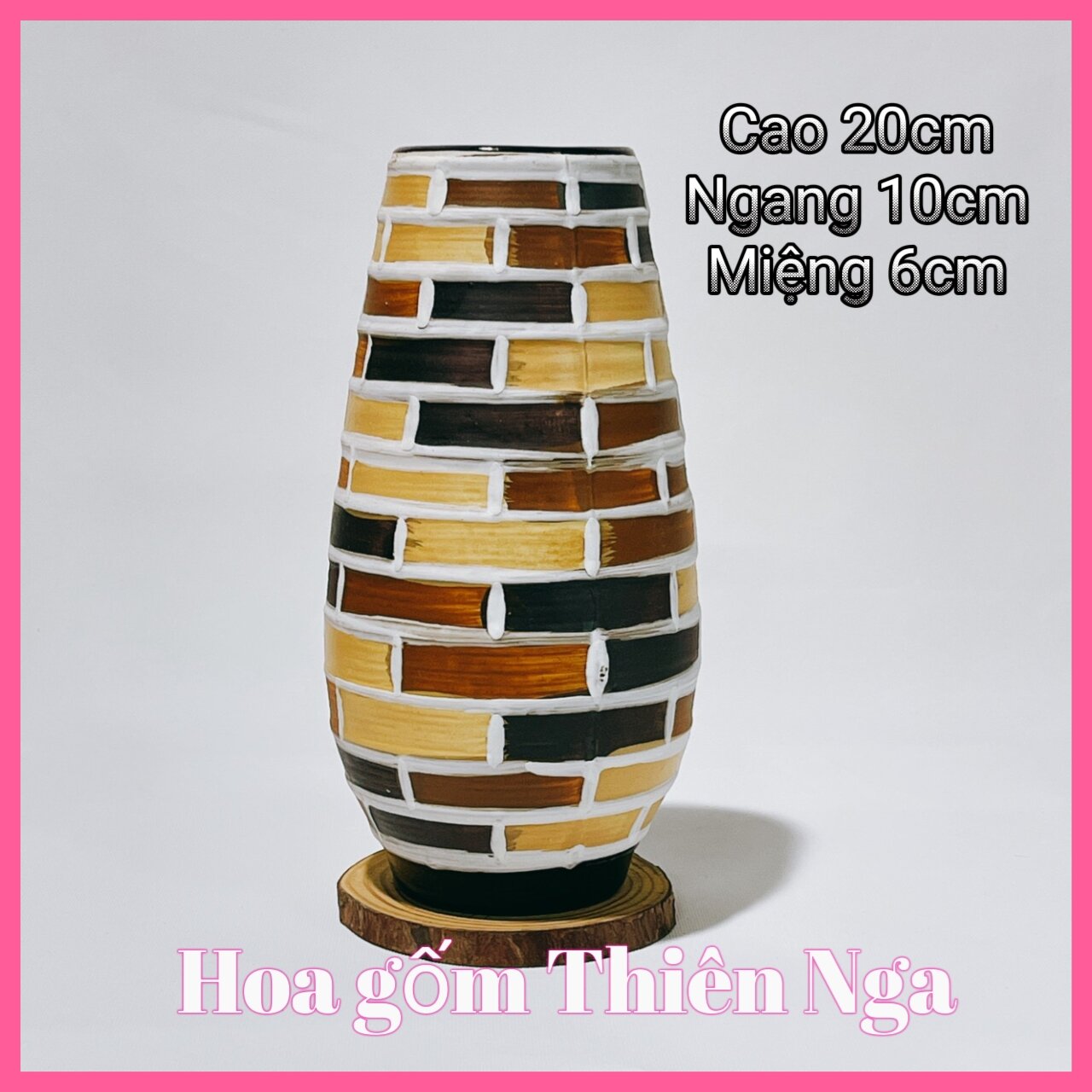 Bình, lọ cắm hoa gốm sứ Bát Tràng cao 20cm
