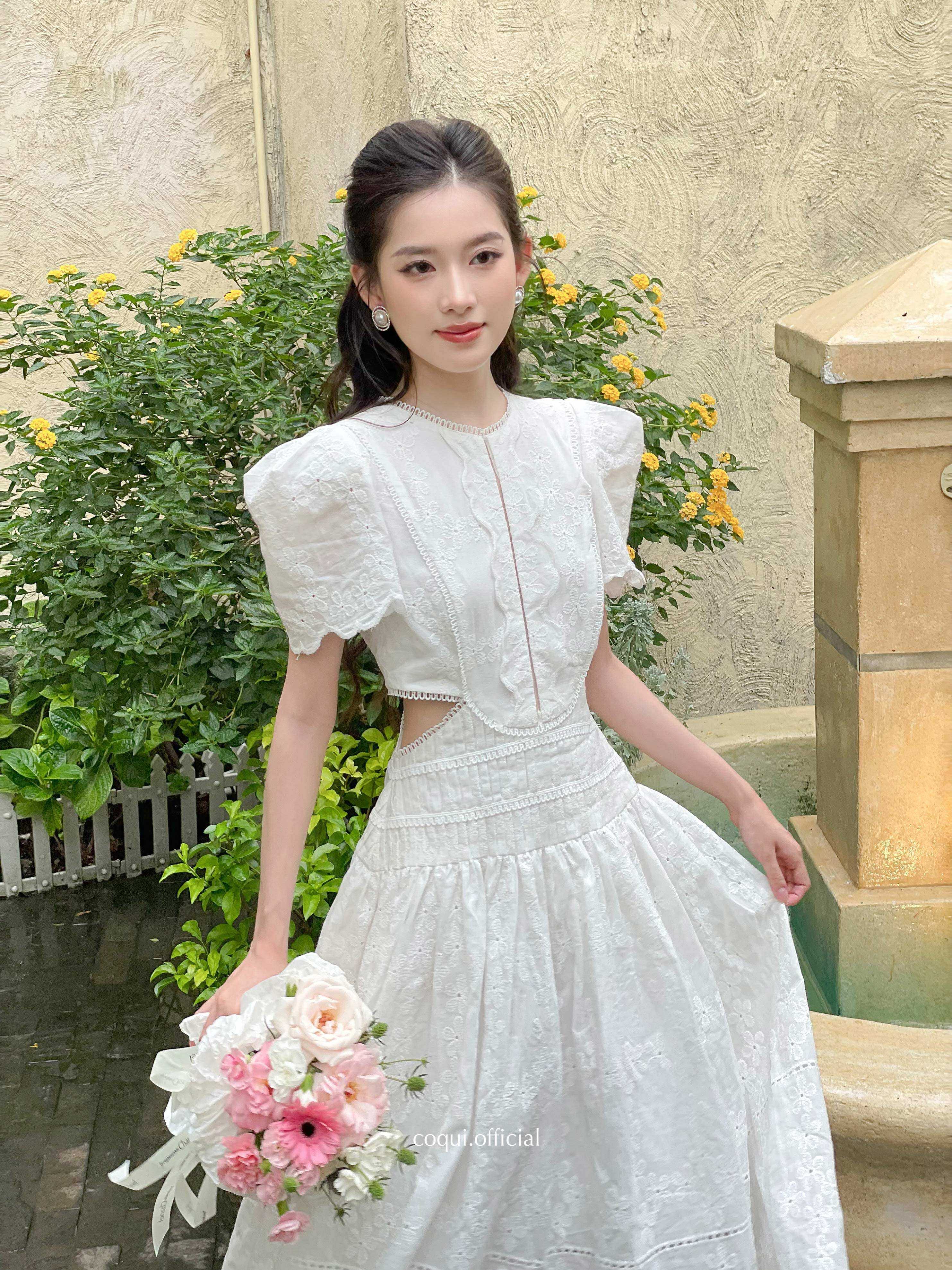 Váy trắng dài tiểu thư thanh lịch dự tiệc MIRA DRESS - COQUI