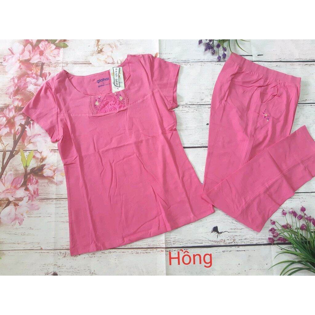 Bộ đồ, Bộ mặc nhà tay ngắn quần dài chất cotton Gia Hồi